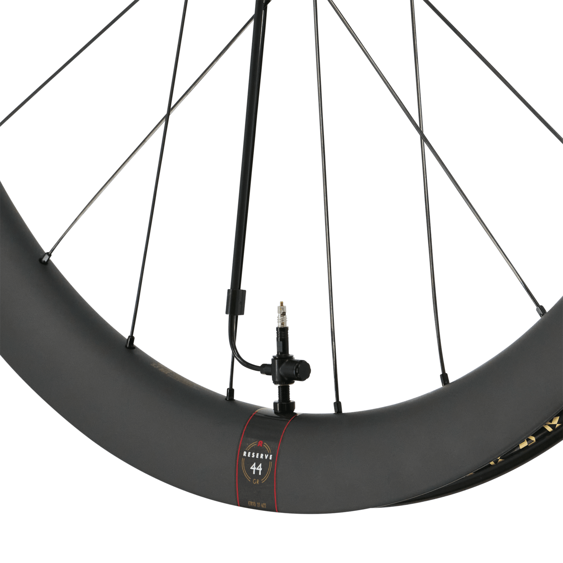 A detailed image of the valve from the Gravaa x Reserve 40|44 GR Wheelset, a key part of the Gravaa system.